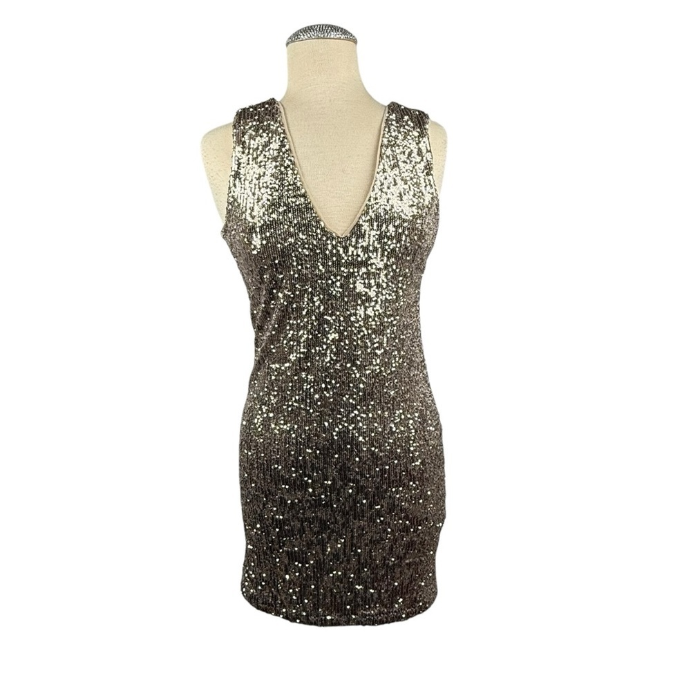 NWT GENERATION LOVE DIANE SEQUIN DRESS SLEEVELESS PALE GOLD SZ M